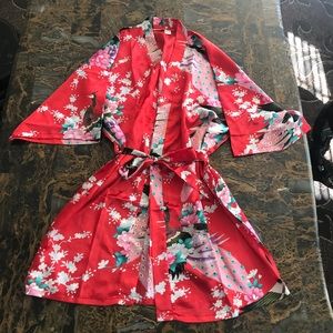 Peacock Pattern Red Kimono/Robe